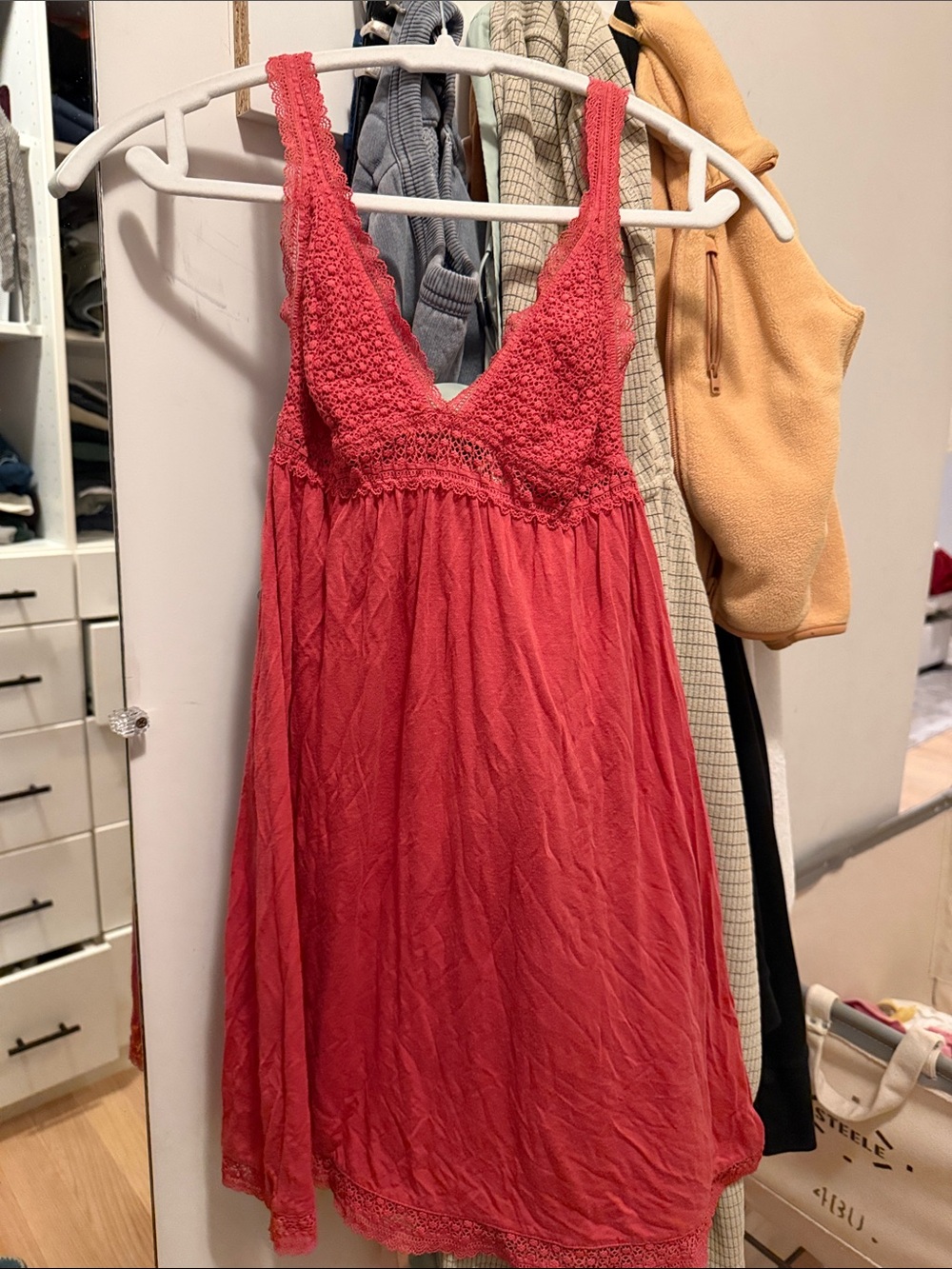 Eberjey Coral Lace-Trim Slip Chemise
